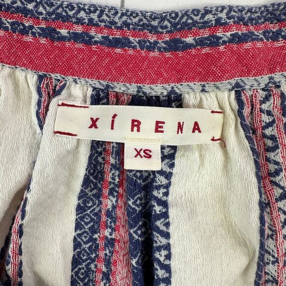 Xirena Top Womens XS Cream Cali Emi Striped Flutter Sleeve Boho Button Up Cotton - Picture 4 of 8